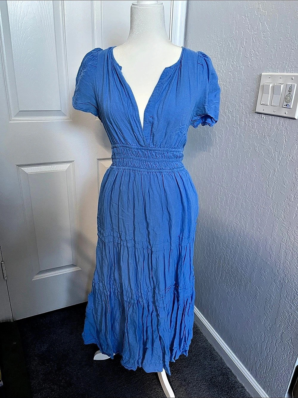 Anthropologie Somerset Linen Dress Blue Small